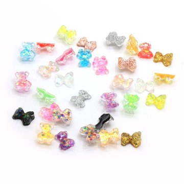 Wholesale Kawaii Glitter 3D Cartoon Resin Bear Beads Nail Art Decor Bling Manicure Charms DIY Craft