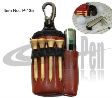 Novelty Design 4pcs Tees 2pcs golf balls and 1pc Multifunction Knife mini Golf Tool bag