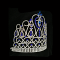 Tiara corona de desfile de diamantes de imitación azul oscuro