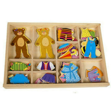 Wooden bear puzzle toy for children jigsaw puzzle,Magnetic Bear dressing puzzle