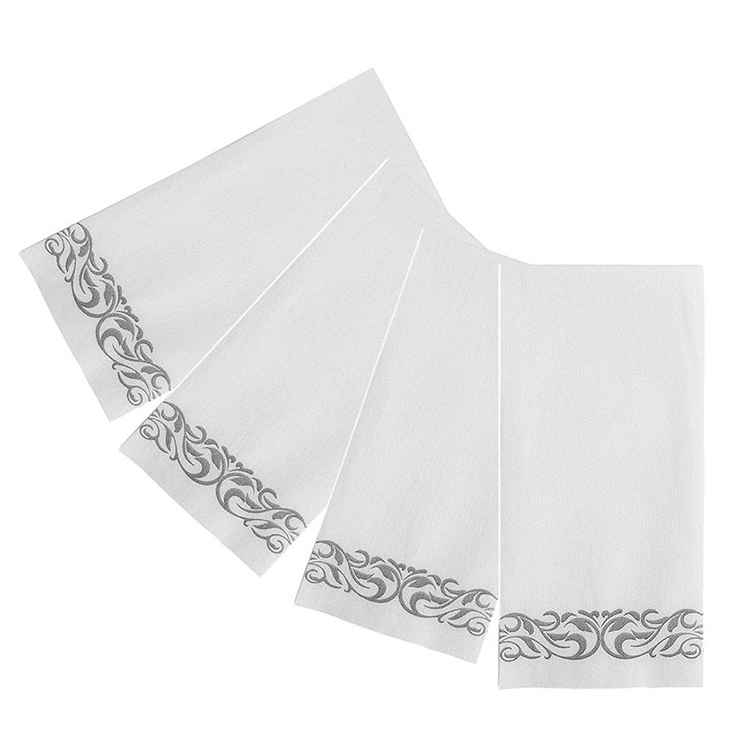 100 Durable Silver Guest Towels Napkins Disposable Soft Paper Napkins for Christmas, Parties, Weddings, Dinners