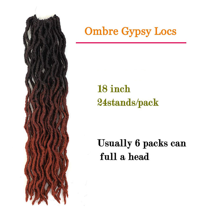 Wavy Gypsy Locs Crochet Hair Extensions Synthetic Fiber Solid And Ombre Color Gypsy Braiding Hair Extension Dreadlocks Faux Locs