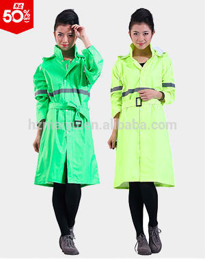 fashionable women long pvc rain coat