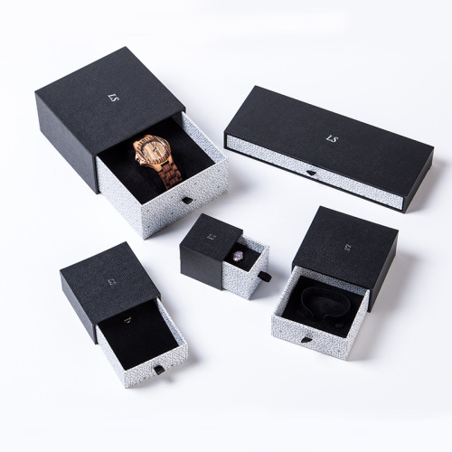 Laci slaid Logo Custom Packing Watch Box Hitam