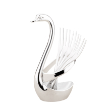 5-Piece Stainless Steel Fruit Fork Set with Swan Holder: Elegant Tableware for Your Dining Experience