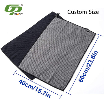 Tri-Fold Waffle Golf Handduk Premium Microfiber Fabric Handduk