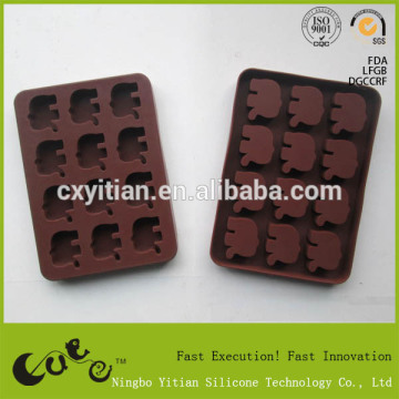 12 cups elephant shape silicone cake mould