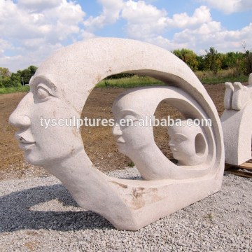 Innovative abstract parents and child large abstract outdoor human family head sculpture