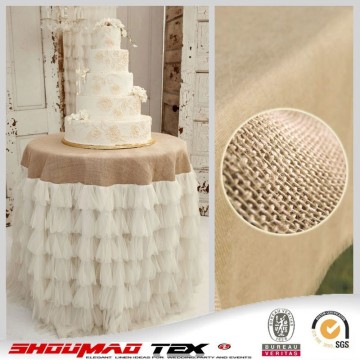 Jute products patchwork jute with mesh skirt wedding tablecloths