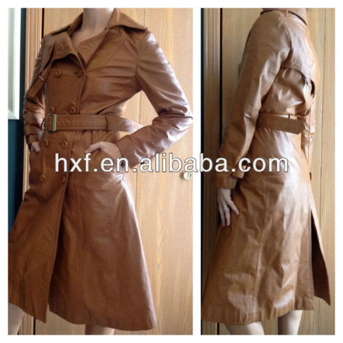 genuine leather trench coat