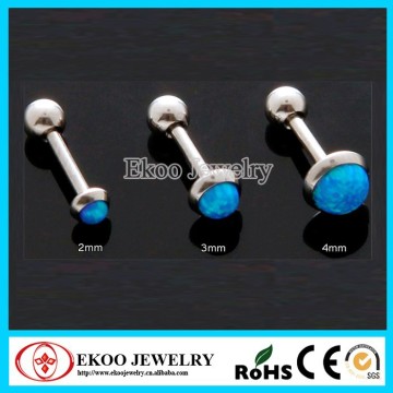 Triple Helix Internally Threaded Opal Tragus Earring