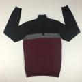 Men's Plain Striped Half-zipper Pullover Turtleneck Sweater