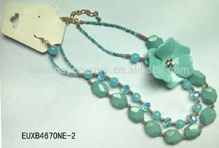 beaded necklace/beads necklace/handmade necklace/stones necklace/ flower necklace/hot new product for 2015/jewelry set