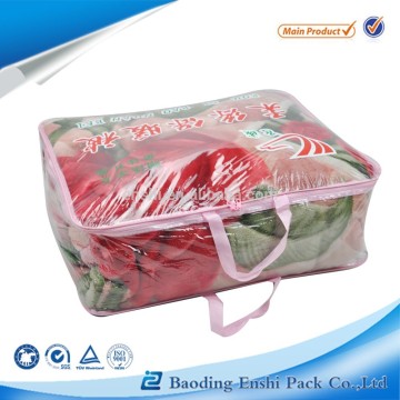 clear pvc ribbon handle blanket zipper bag