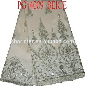 high quality George fabric(PG14009) raw silk embroidery George lace