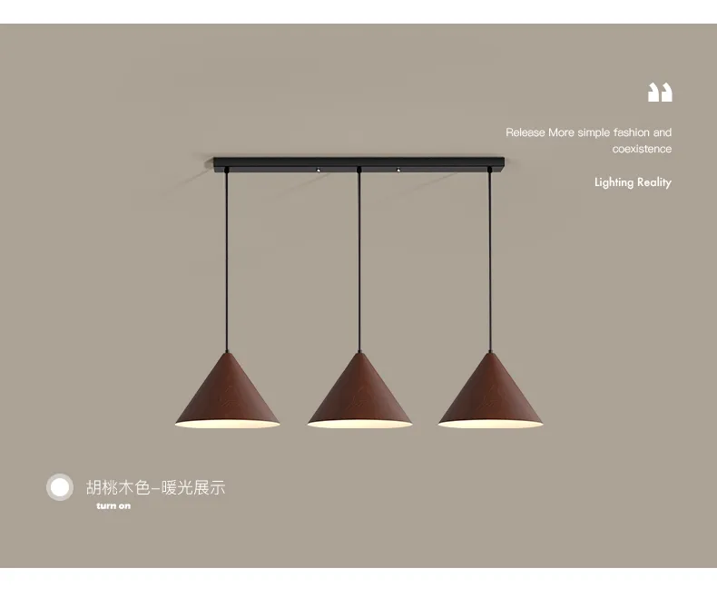 Vintage Nordic Pendant Light with Wood Grain Finish