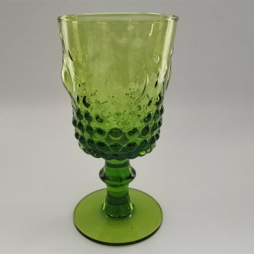 Mouth blown solid green color wine glass