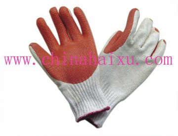 Red rubber safety working gloves