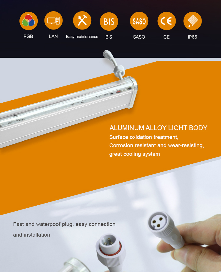 IP65 outdoor tube light building facade led linear light for rgb landscape lighting