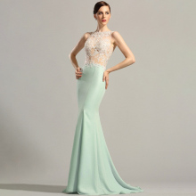 Elegant Beaded Satin Night Gown Sleeveless Mermaid Long Evening Gown