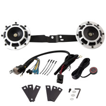 Train Horn Kit: Metal Twin Horns with Relay Harness and Button Mounting Bracket for Cars