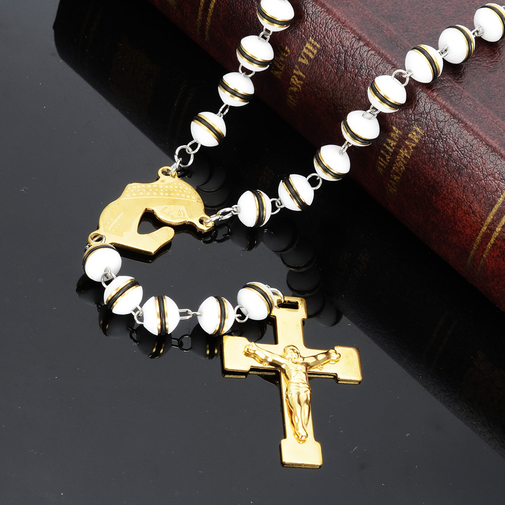 Cross Silicon Rosary Bead Chain Catholic Rosaries Necklace