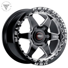 Custom Weld Drag Racing Wheels: 17x10J, 18x12J, and 18x10J Aluminum Car Beadlock Forged Wheels with 7 Backspace and Negative Offset, Available in 139.7mm Bore Size - Black Finish