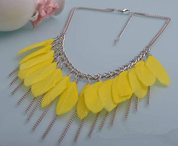 Costume Jewelry With Feather Necklace