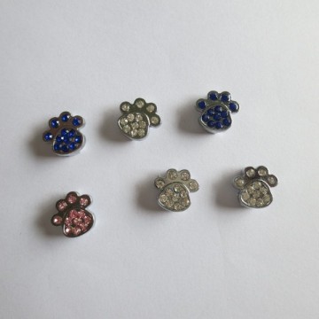 Lead&cadmium Free Fashion Jewelry Rhinestone Paw Print 10mm Slider Charm