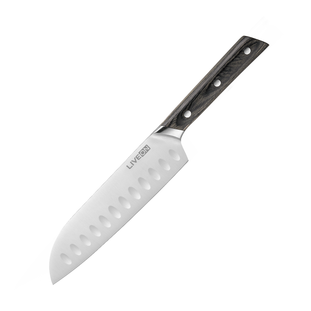 Cuchillo Santoku de 7 pulgadas con mango de madera