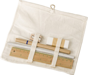 Cotton small capacity schoolboy pen bag linen stationery bag set