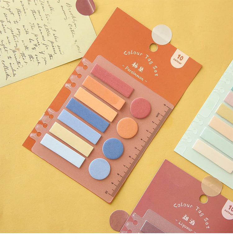 Colorful Macaron Series Sticky Notes with Plastic Ruler Set