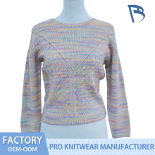 Elegant Chevron Knit Sweater in Pastel Stripes