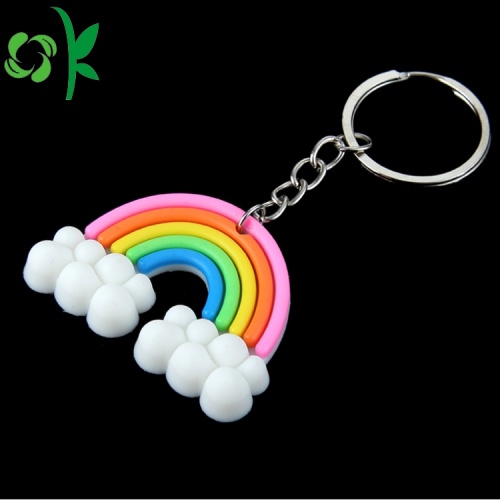 China Lovely Design Silicone Keychain Rainbow Shape Custom Keyring Supplier