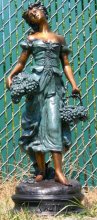 hot sale beautiful garden decor metal carft bronze grape lady statue