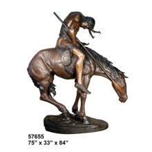 Jumping horse bronze sculpture indian man riding hot selling cowboy statue