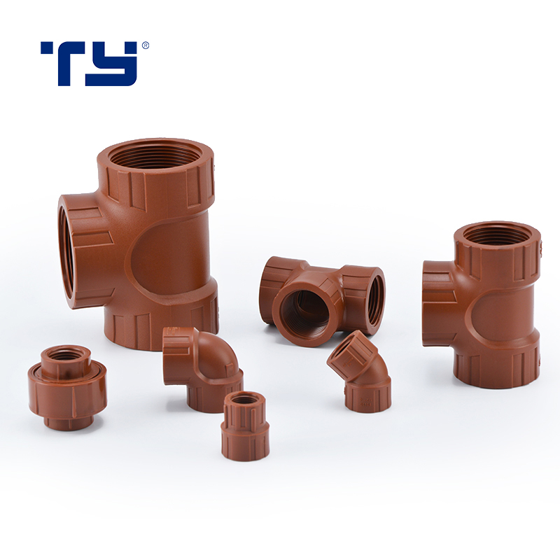 TY manufacturer PP pph fitting female male threaded pressure piping hot cold water brown PPR PPH pipe fittings