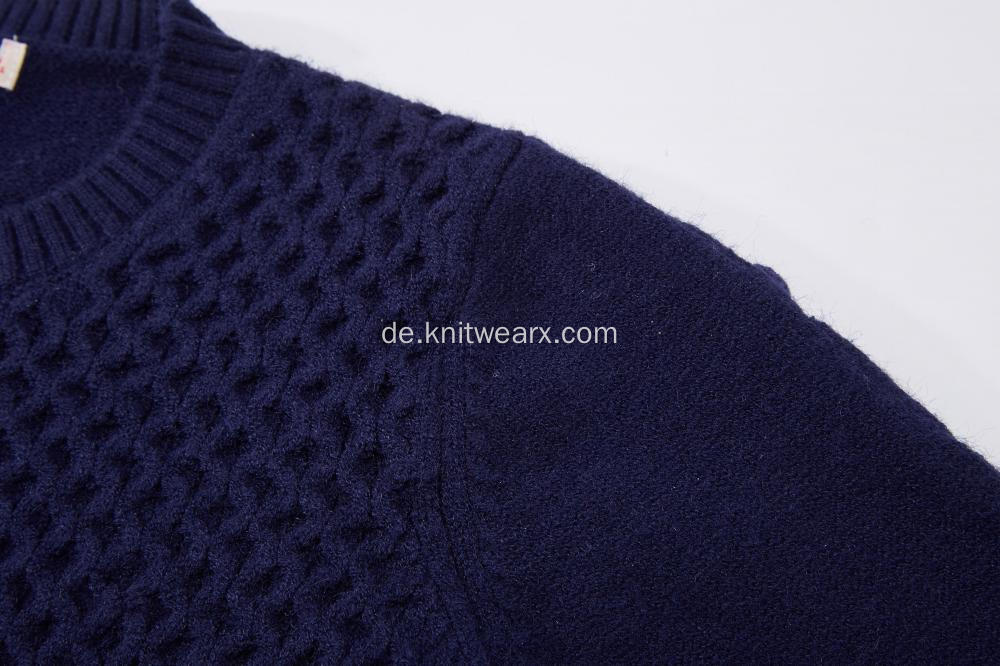 Strickpullover mit Rundhalsausschnitt und Zopfmuster für Jungen