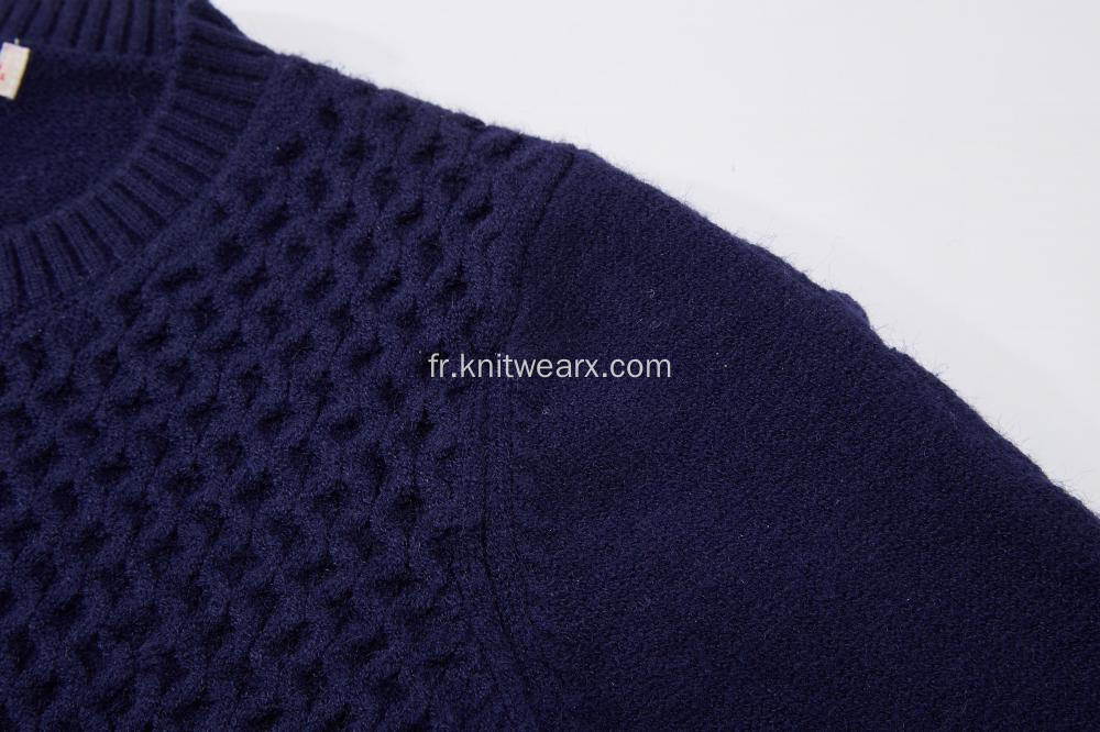 Pull ras du cou à texture torsadée en tricot pour garçon