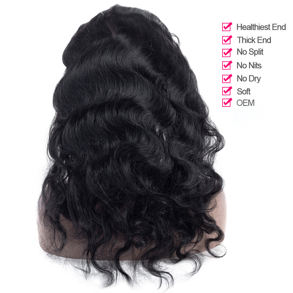 wholesale cheap factory price 100% human hair 360 Lace Frontal closure body wave closure 360 lace closure with baby hair