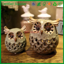 candle pedestal owl light