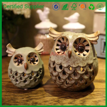 candle pedestal owl light