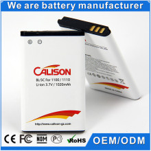 1100mAh BL-5C mobile phone battery for Nokia