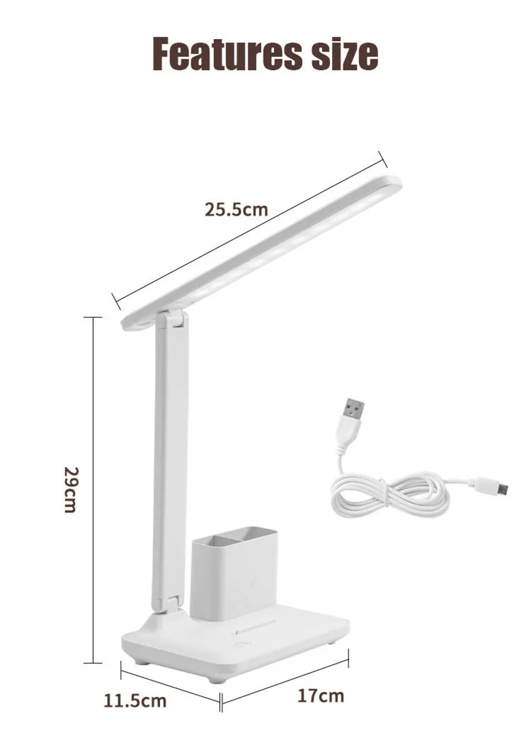Modern Rechargeable Foldable Table Lamp with Pen Holder