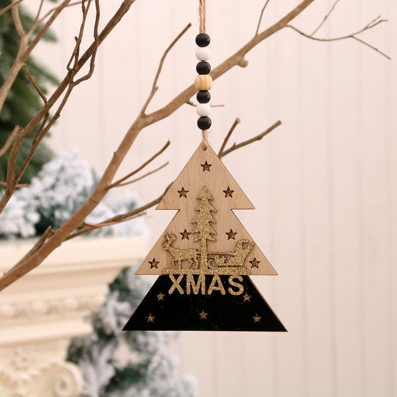 4Pcs Wooden Star Christmas tree decoration Pendants Ornaments for Christmas decoration Ornament New Year Kids Gift