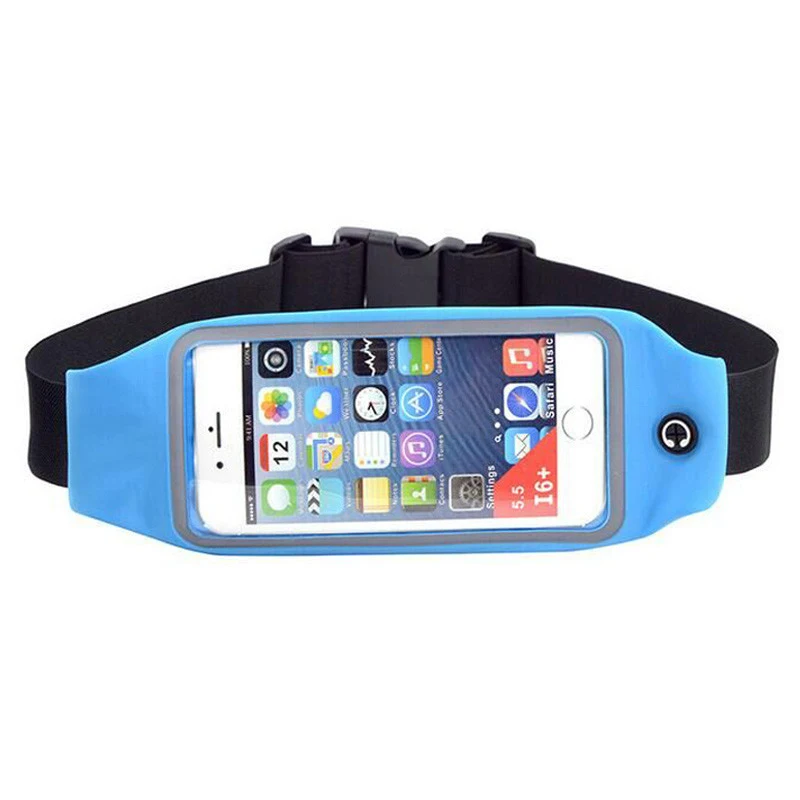 Outdoor Sports Colorful Unisex Phone Pocket Bag Double Water Bottle Headphone Hole Large Space Belt Waist Bag