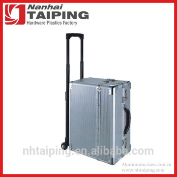 Professional Silver Trolley Case Aluminum Wheeled Tool Luggage Case