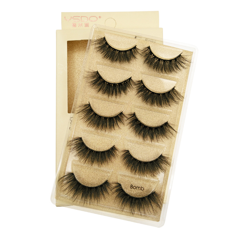 3d mink 5 pairs eyelashes natural long thick halloween lashes with lash box wholesale