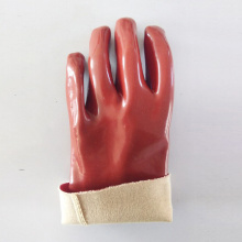 Dark red pvc work safety gloves cotton liner 27cm