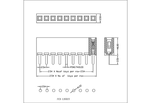 2.54 mm Female Header Single Row Straight Type H6.8 FHES08-XXSXXX